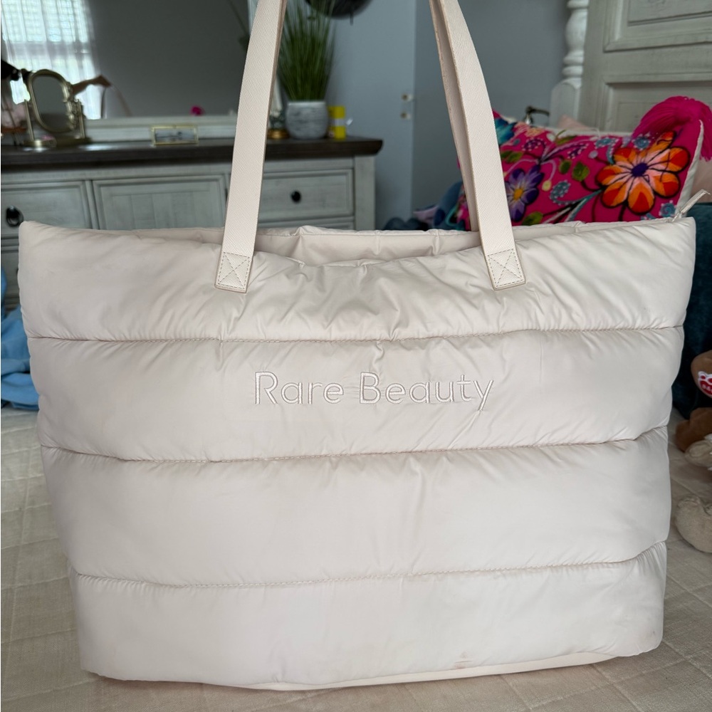 Rare Beauty Cream Quilted Tote Bag